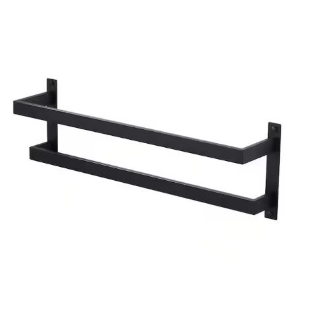 ARCORA AR5210292B-24 Square 24 in. Wall Mounted Towel Rack Single Towel Holder in Matte Black