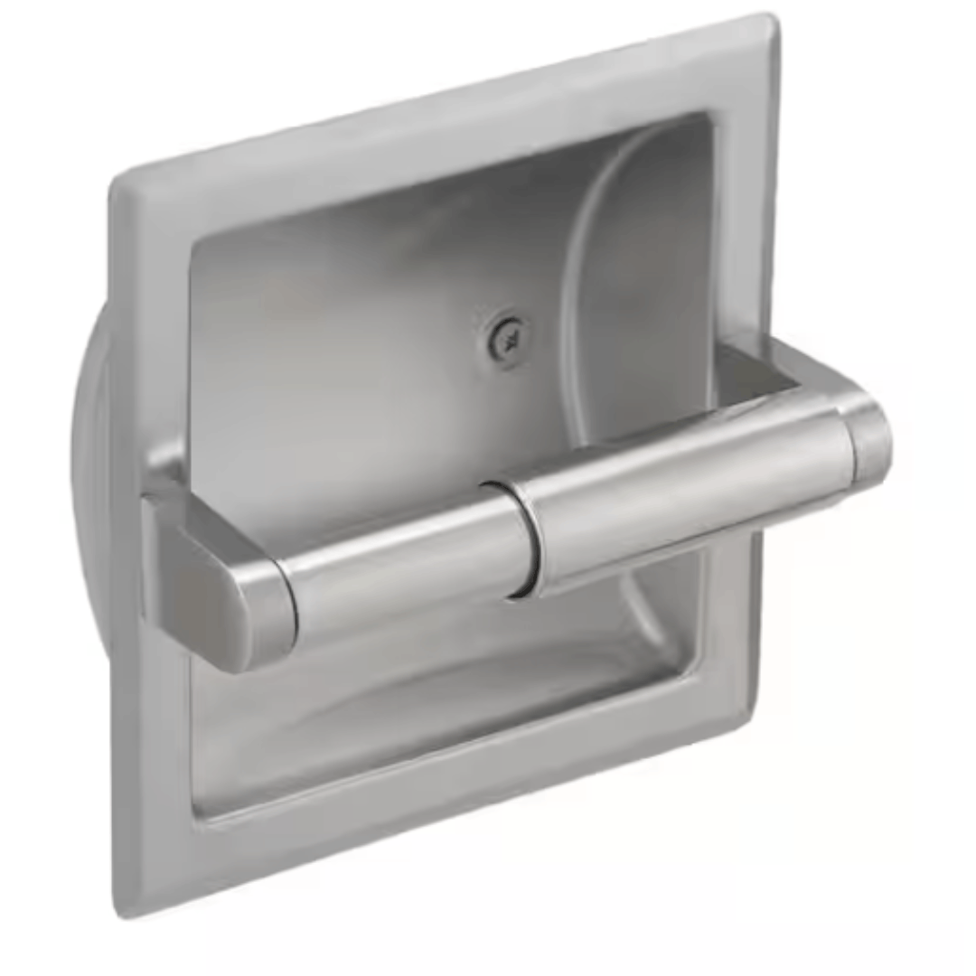 BWE A-91100-N Recessed Toilet Paper Holder with Mounting Bracket Wall Mount Made of Metal, Bathroom Toilet Paper in Brushed Nickel