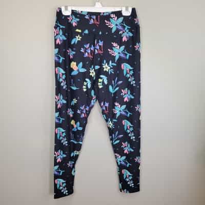 Dren Designs Polyester Spandex Floral Print Wide Waistband Leggings Plus Size