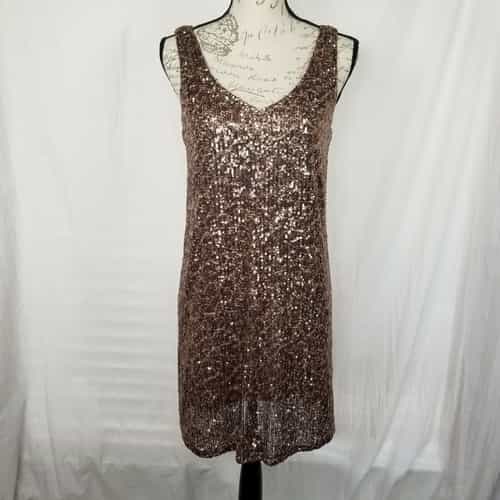 Gibson Rose Gold Sequined Lined Party Dress