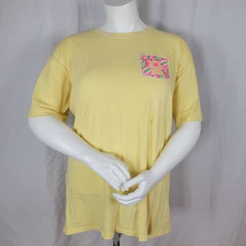 Hanna Barbera Pink Paisley Yogi Bear Yellow Short Sleeve T-Shirt Size 2XL