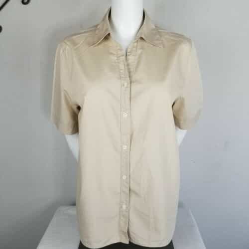 Karen Scott Sport Button Front V-Neck Collared Blouse