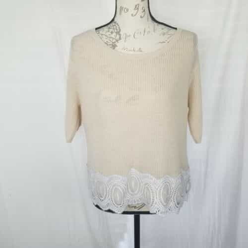 Lauren Conrad Lace Trim Short Sleeve Sweater