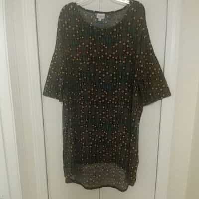 LuLaRoe Pink and Yellow Diamond Print Shirt Size L