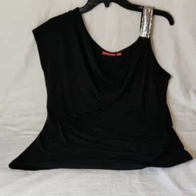 New York & Company Black & Silver Blouse Size XL