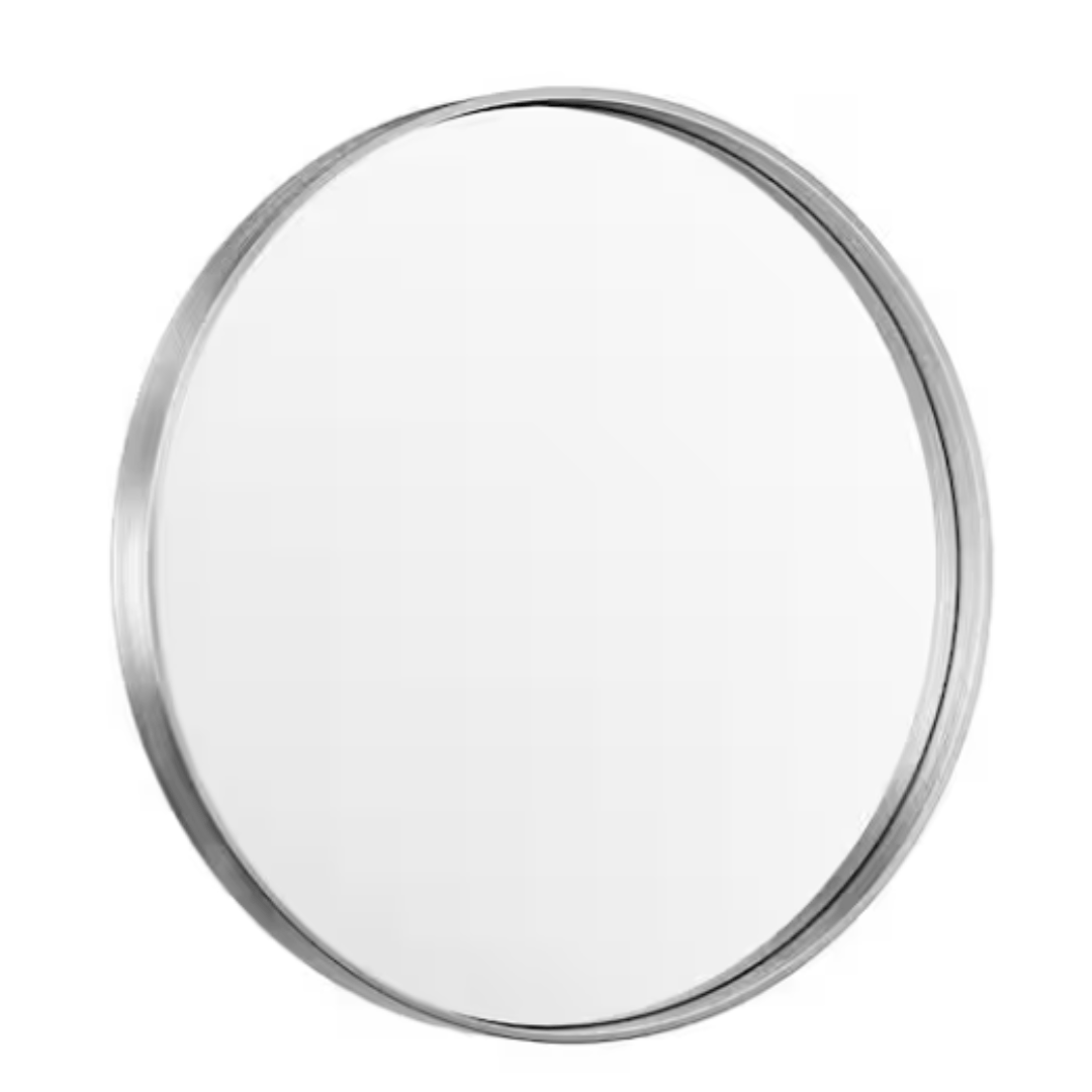TETOTE hd-YXJSK-R60bs 24 in. W x 24 in. H Medium Round Metal Framed Modern Wall Mounted Bathroom Vanity Mirror in Brush Nickel