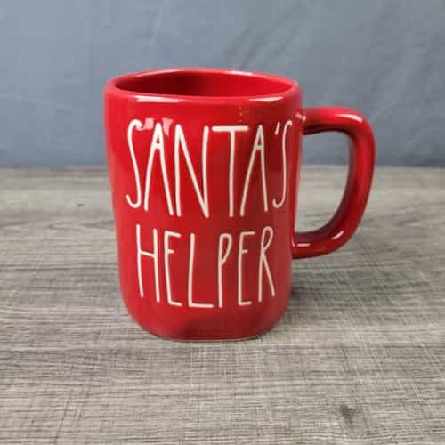 Rae Dunn Artisan Collection Farmhouse Red Santa’s Helper Christmas Mug