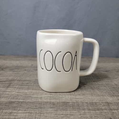 Rae Dunn Artisan Collection Farmhouse White Ceramic Cocoa Christmas Mug