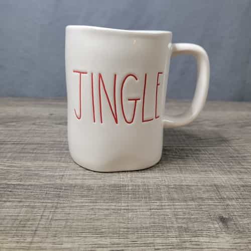 Rae Dunn Artisan Collection Farmhouse White Red Jingle Christmas Mug