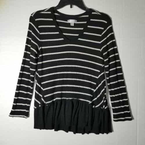 Studio By JPR Black & White Striped Peplum Sweater