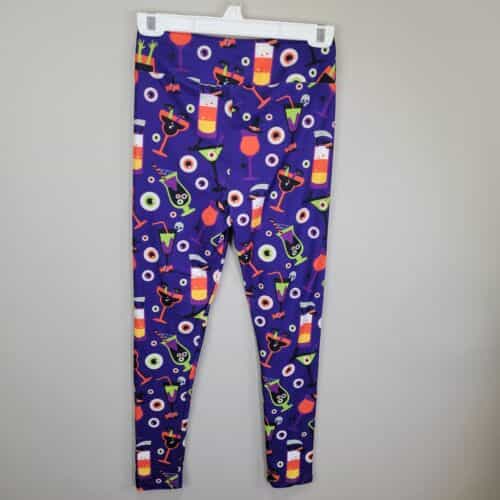 Purple Halloween Drink Print Polyester Spandex Ankle Leggings One Size Fits All