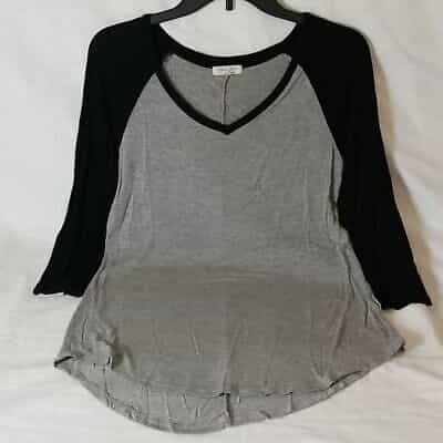 Ultra Flirt Asymetrical Baseball Style Black and Gray Shirt Size M