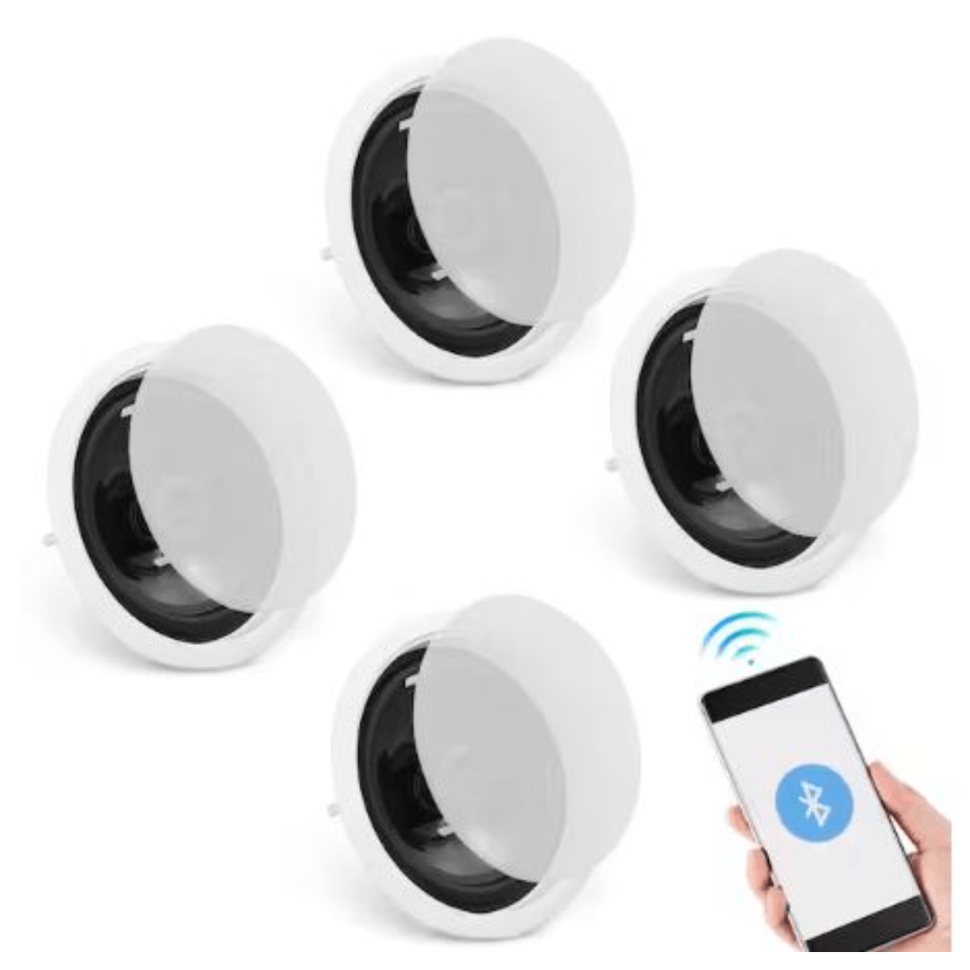 VEVOR DPXDYSQ65YCSYB22LV1 4-Pieces 6.5 in. Bluetooth in Ceiling Speakers 150-Watt Flush Mount Ceiling & In-Wall Speaker w/ 8 Ω Impedance for Home