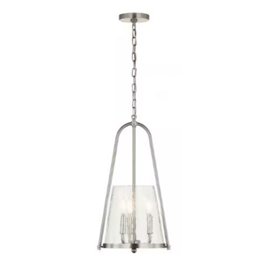 KICHLER 82432 Nerine 3-Light Brushed Nickel Foyer Pendant with Hammered Glass