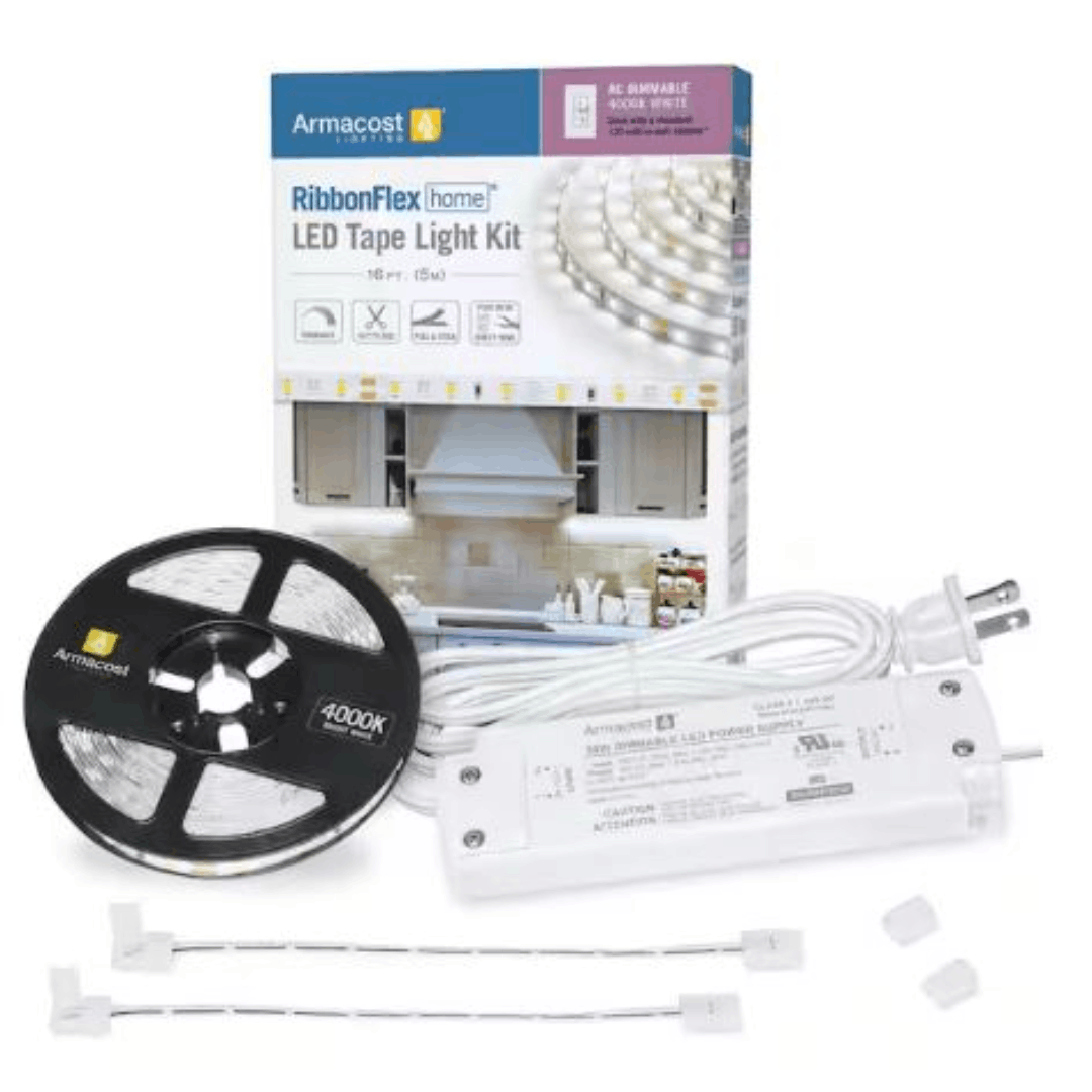 Armacost Lighting 425502 RibbonFlex (5M) Home AC Dimmable Bright White LED Tape Light Kit 4000K