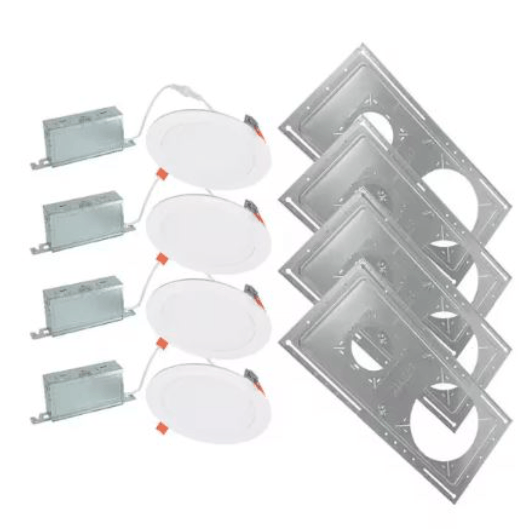 HALO HLBSL609FS5-SP-4PK 6 in. Selectable CCT, New Construction Integrated LED can Less Downlight with Smashplate (4-Pack)