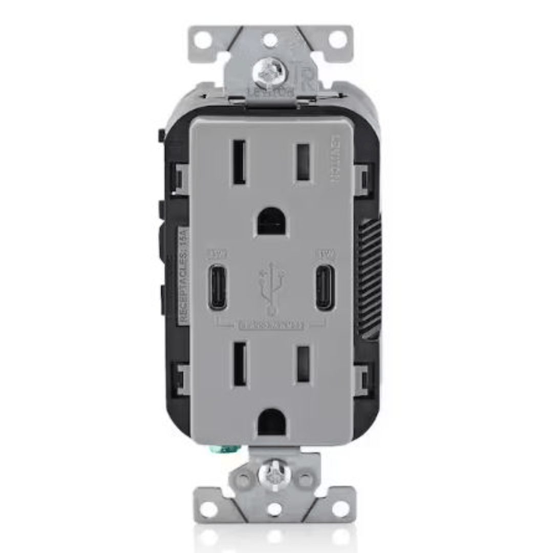 004-T5637-00G 15 Amp 125 V Tamper Resistant Duplex Outlet/Receptacle, Gray (1-Pack) T5637-G