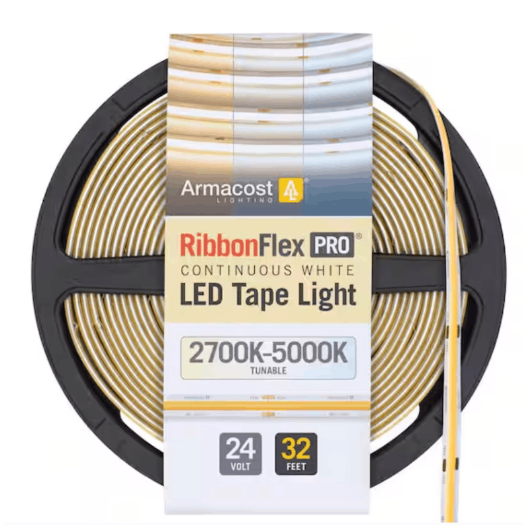 Armacost Lighting 174630 RibbonFlex Pro 24-Volt Tunable White COB 32.8 ft. Hardwired Dimmable Cuttable Color-Changing Integrated LED Strip Light