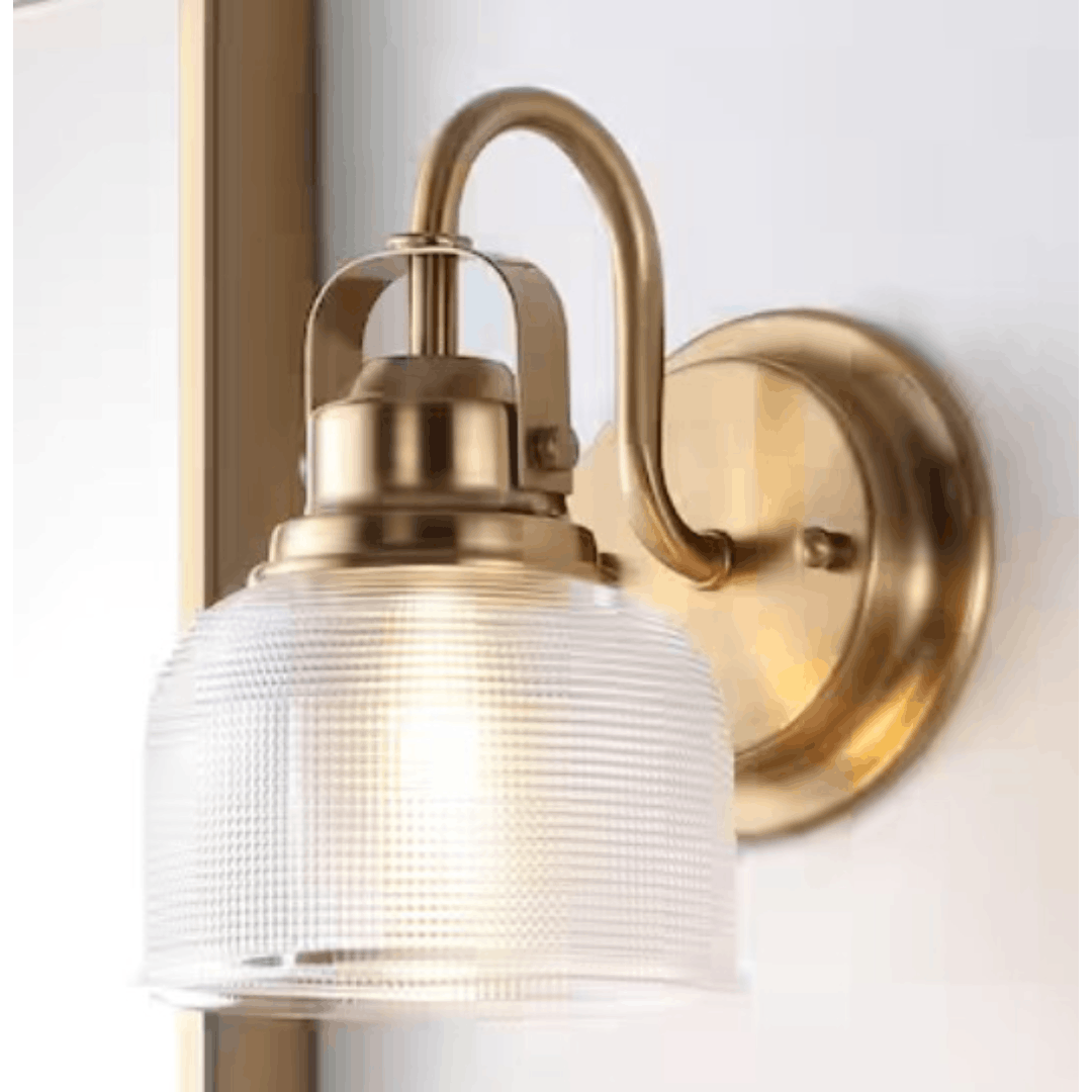 JONATHAN Y JYL7407B Virginia 5.75 in. 1-light Brass Gold Metal/Glass LED Vanity Light