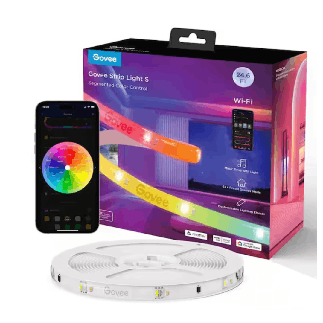 Govee H612BAD1 RGBICW 24.6 ft. Smart Plug-in Dimmable Uncuttable Color-Changing Integrated LED Strip Light (1-Pack)