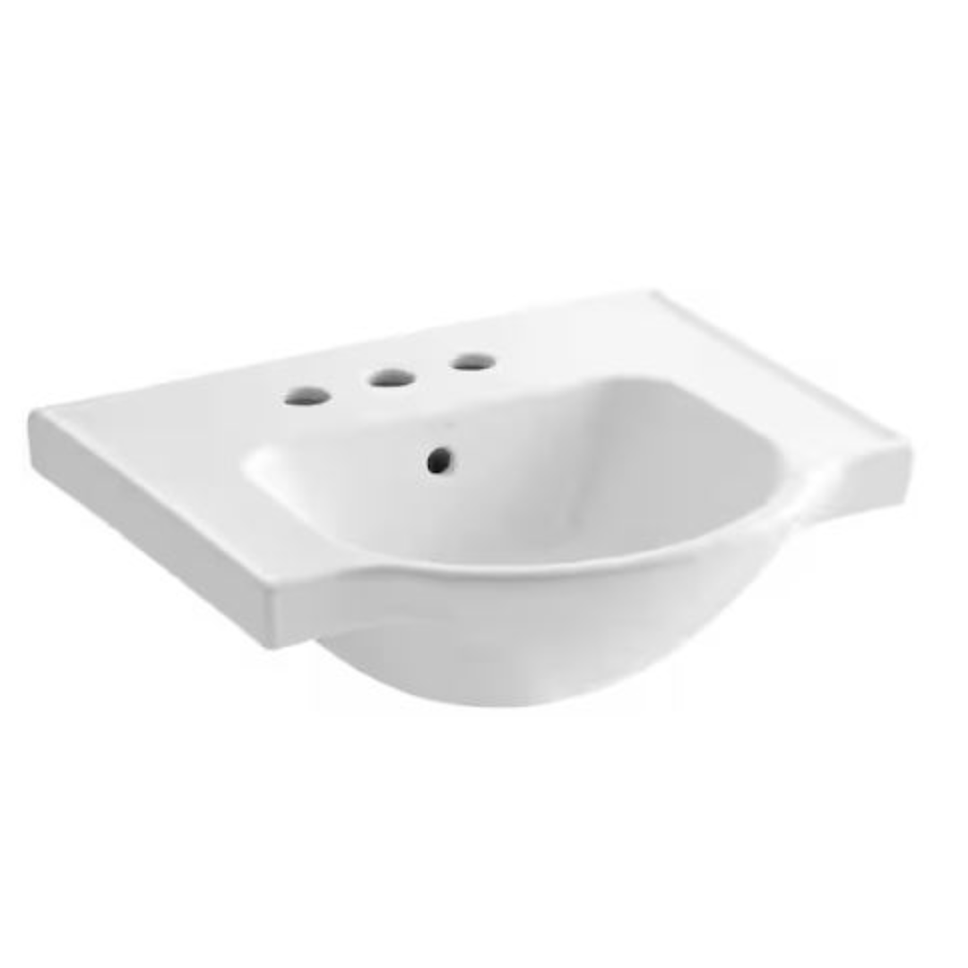 KOHLER K-5247-4-0 Veer 21 in. Vitreous China Pedestal Sink Basin in White