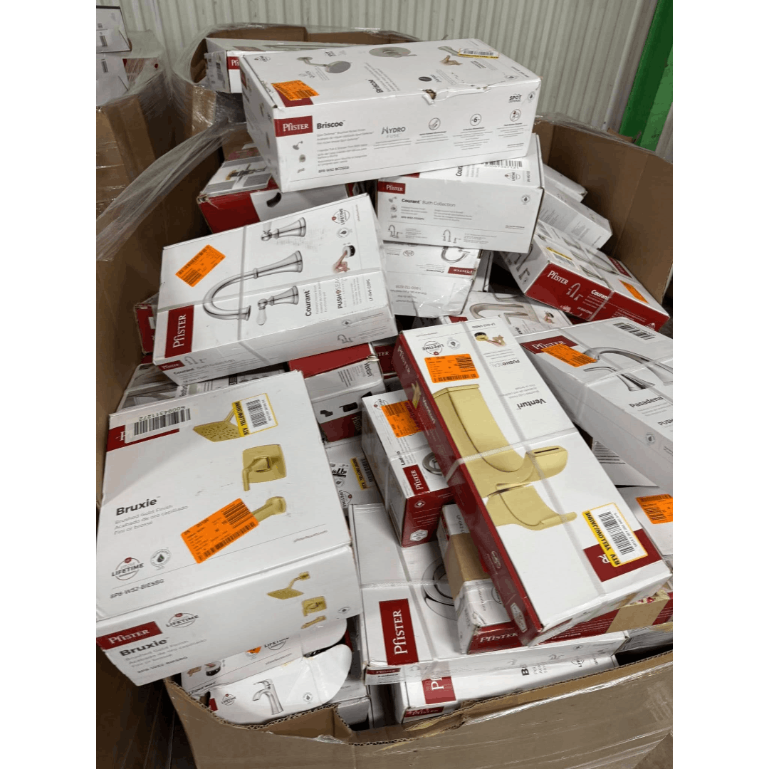 HUGE Pallet of Mixed Brand Kitchen Faucets, Bathroom Faucets, and Showers