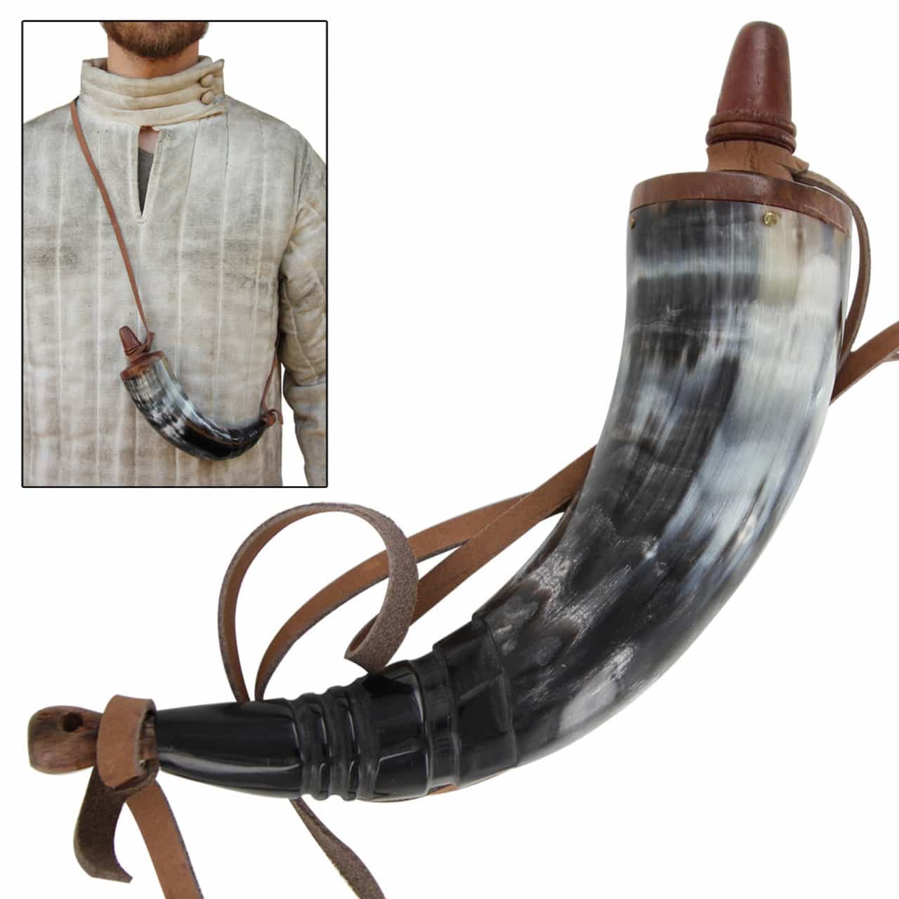 14″ Medieval Renaissance Gunpowder Horn