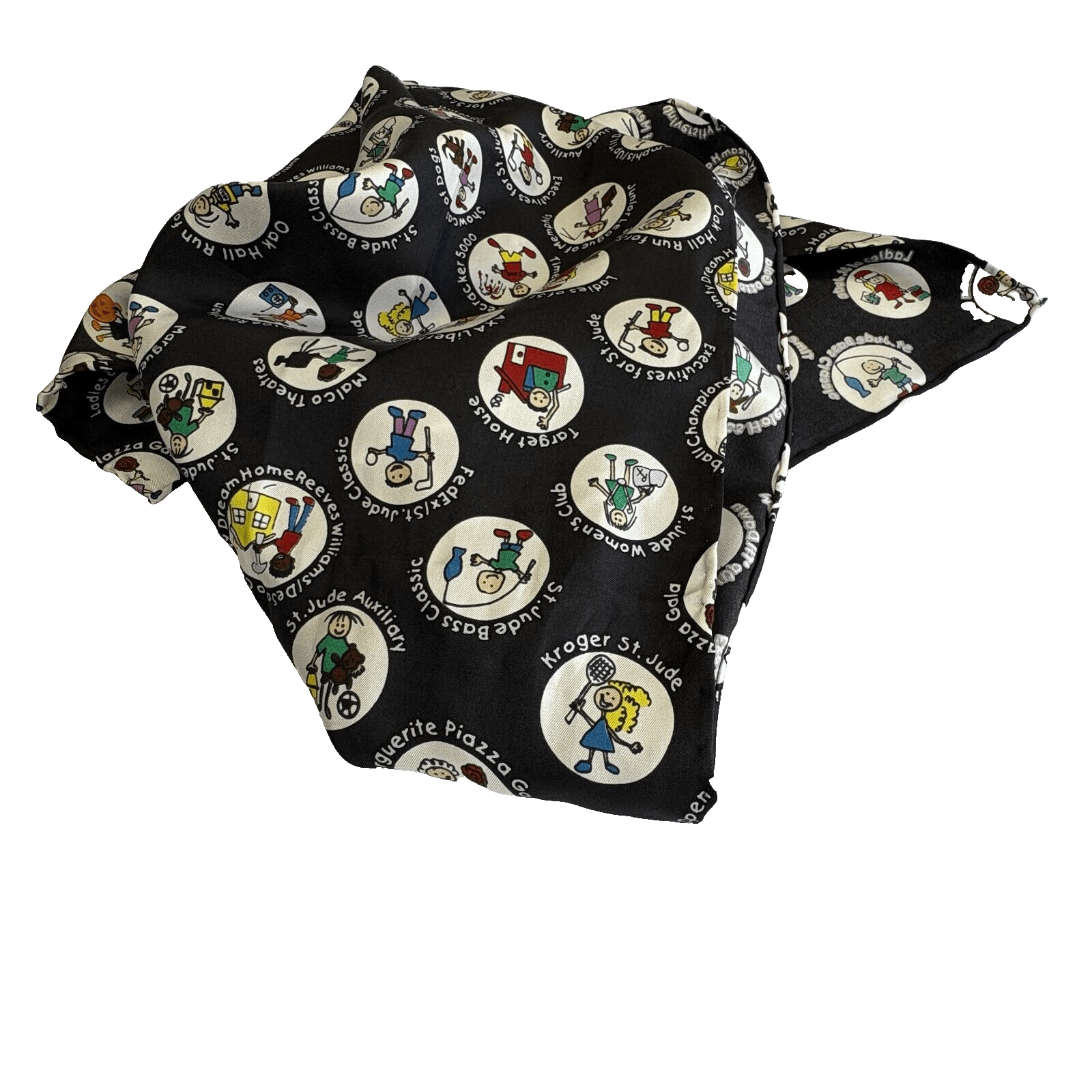 2000 Memphis & Shelby County Tourism Black 100% Silk Scarf