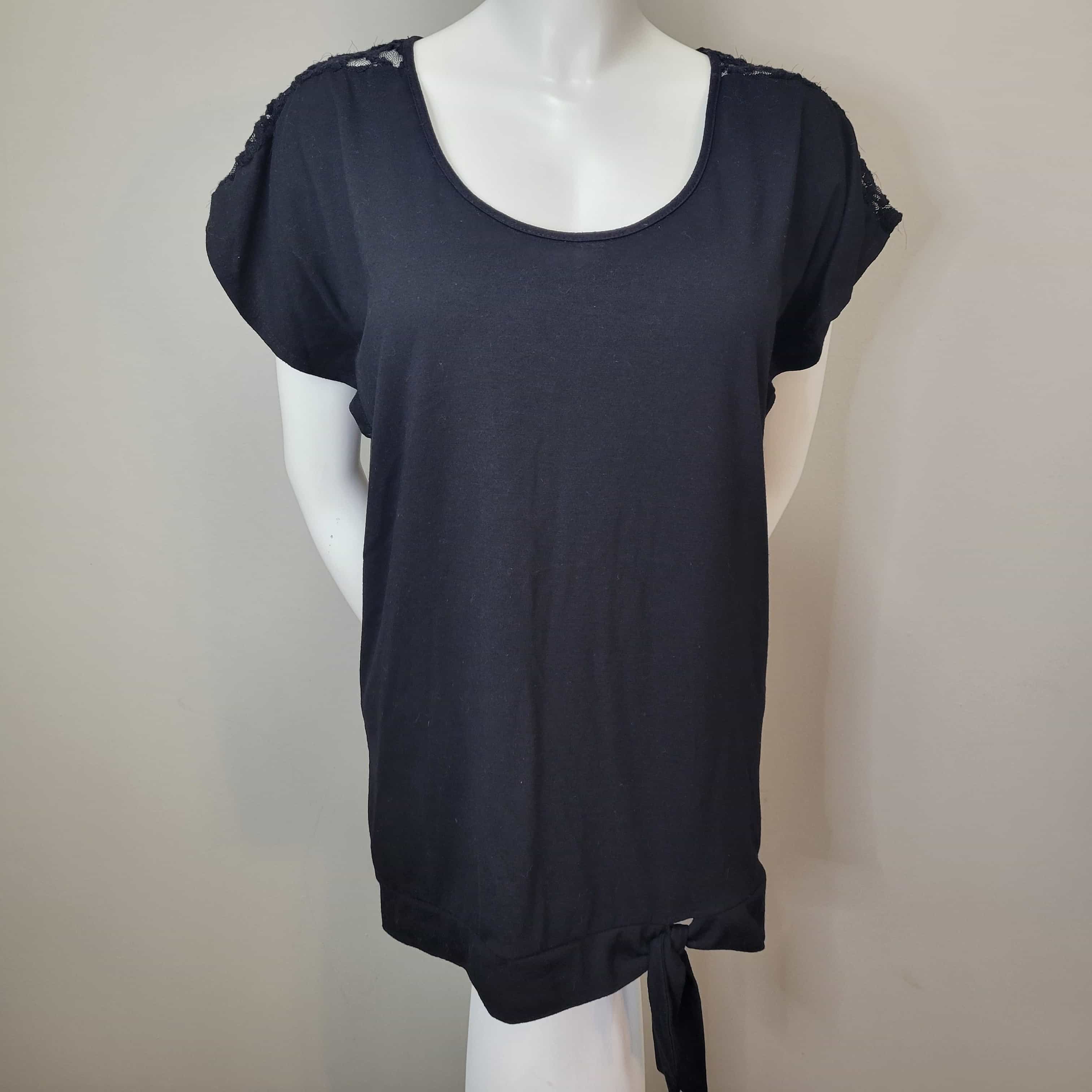 oh-baby-black-tie-waist-tunic-top-with-lace-shoulder-detail-short-sleeve-sz-m