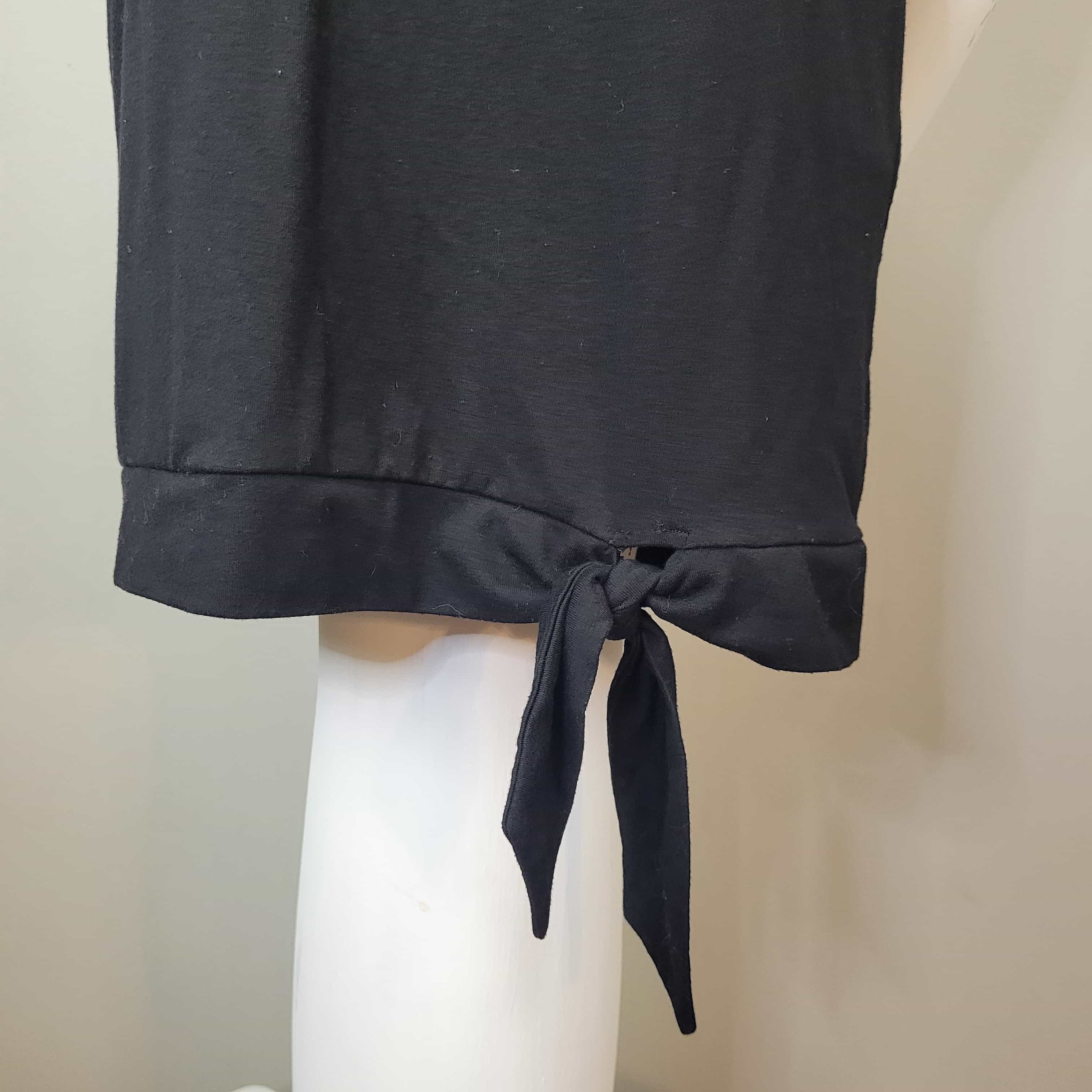 oh-baby-black-tie-waist-tunic-top-with-lace-shoulder-detail-short-sleeve-sz-m