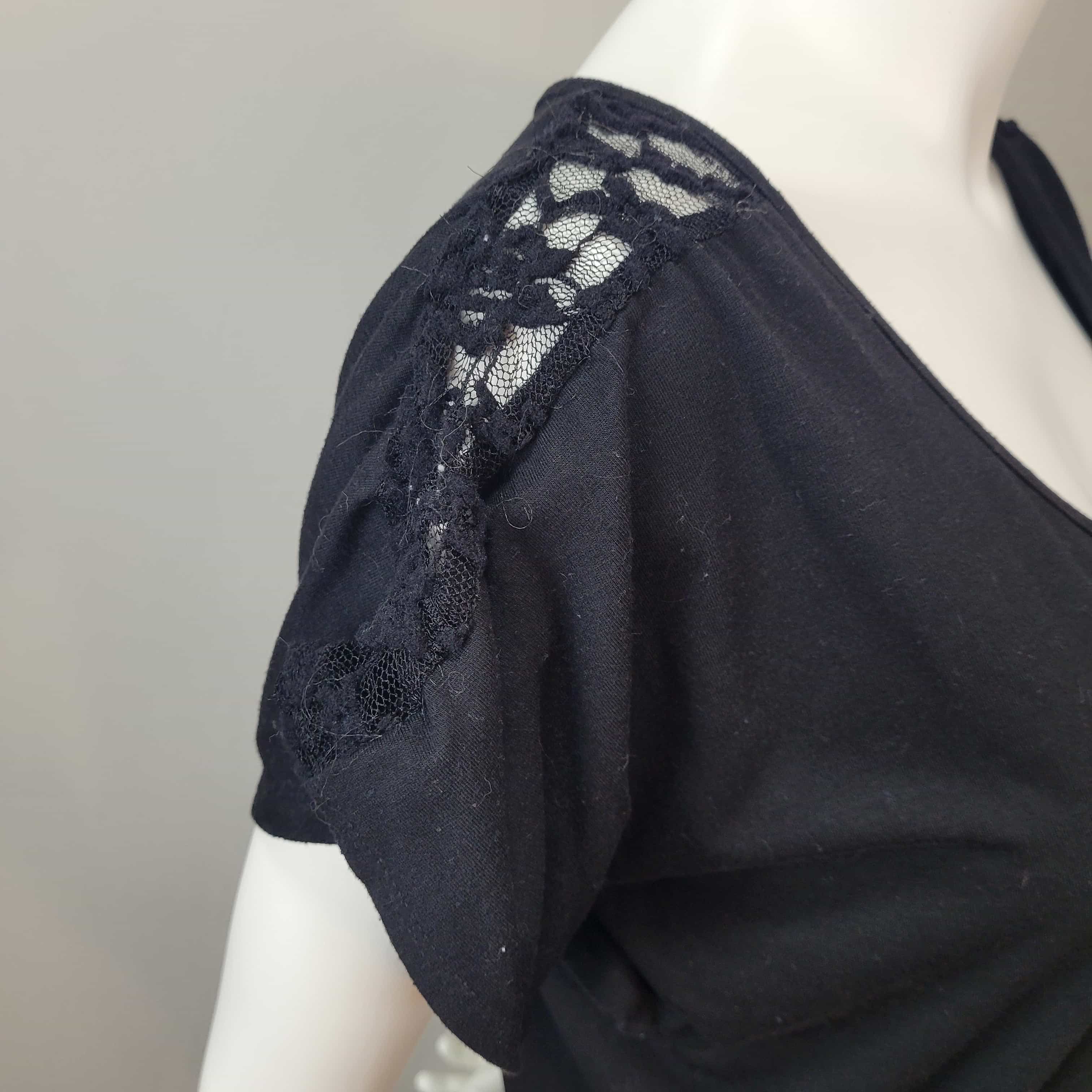 oh-baby-black-tie-waist-tunic-top-with-lace-shoulder-detail-short-sleeve-sz-m