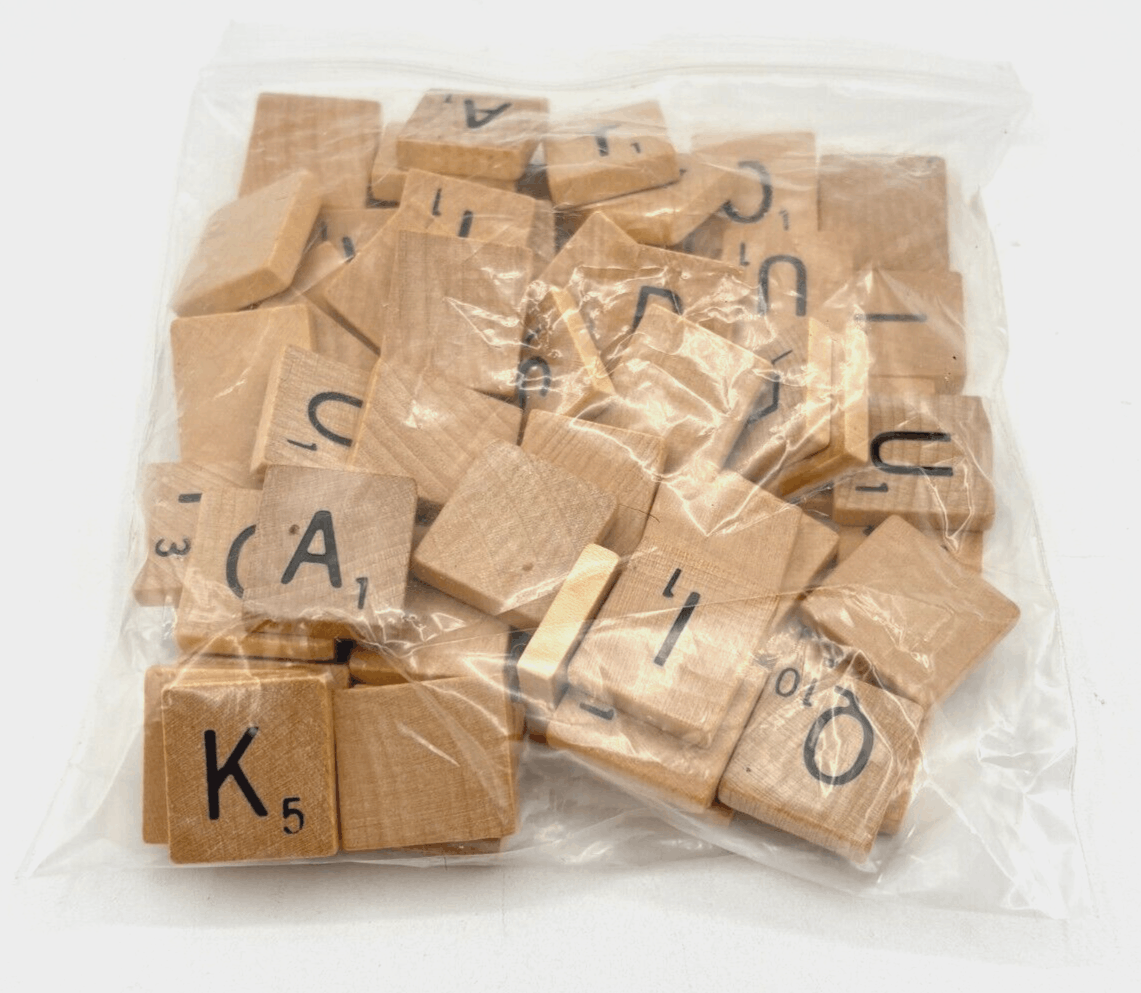 63 Pcs Assorted Scrabble Wood Tiles Pieces