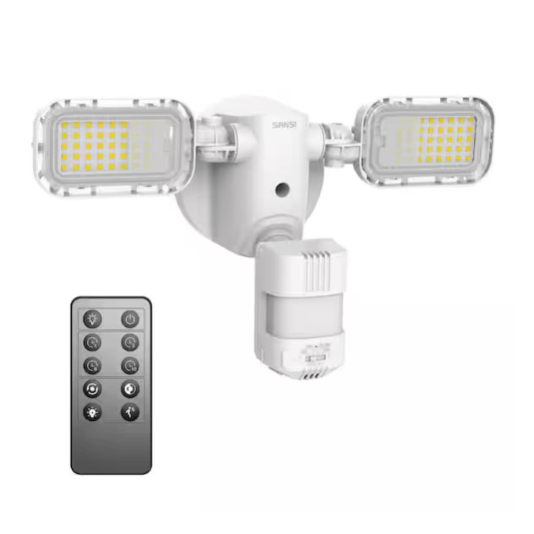 SANSI 01-04-001-029001 1000-Watt Equivalent 10000 Lumen 180° White Dusk to Dawn Motion Sensing Integrated LED Flood Light 5000K, Remote Control