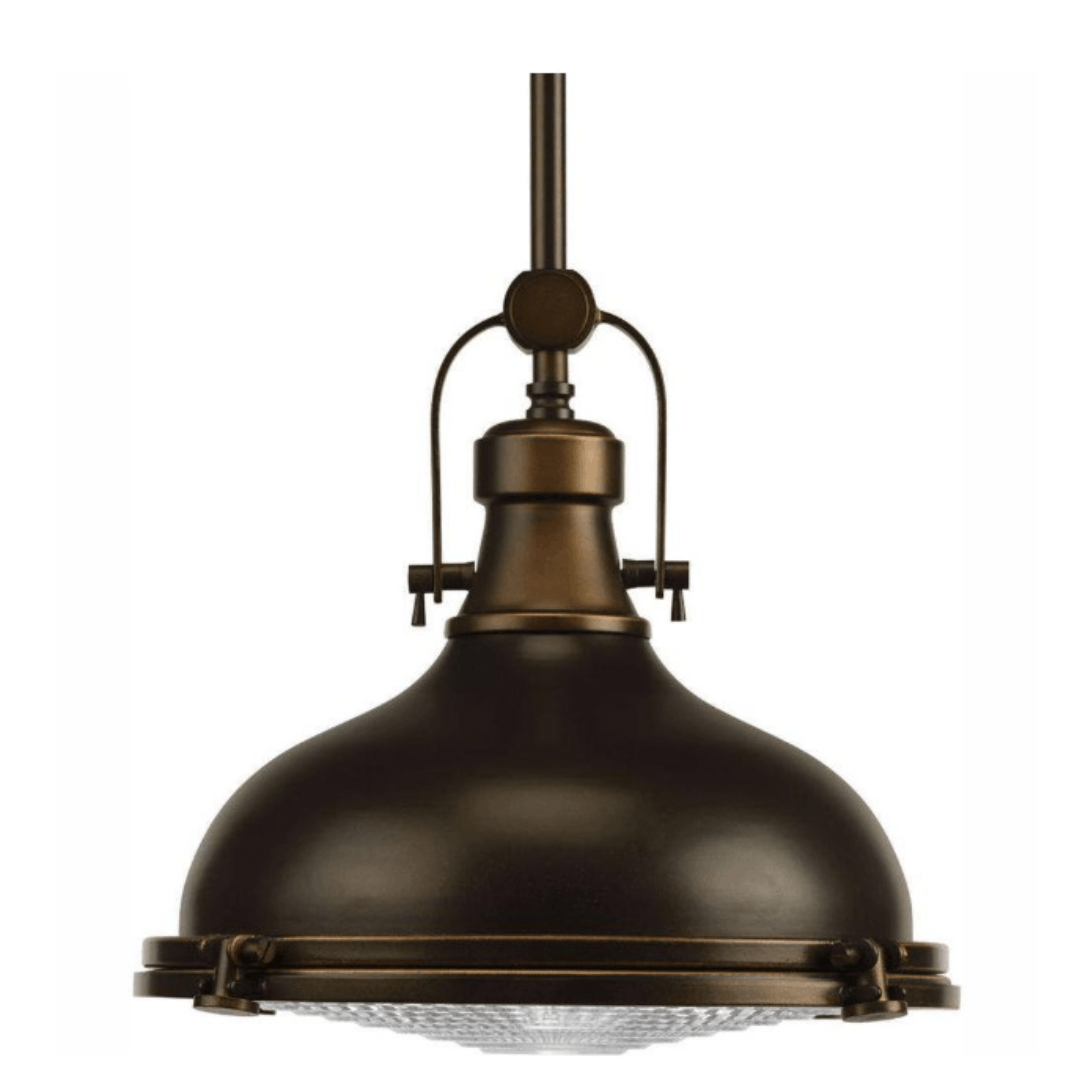 Progress Lighting P5188-10830K9 Fresnel Lens Collection 12 in. 1-Light LED Oil Rubbed Bronze Fresnel Glass Coastal Pendant Kitchen Light