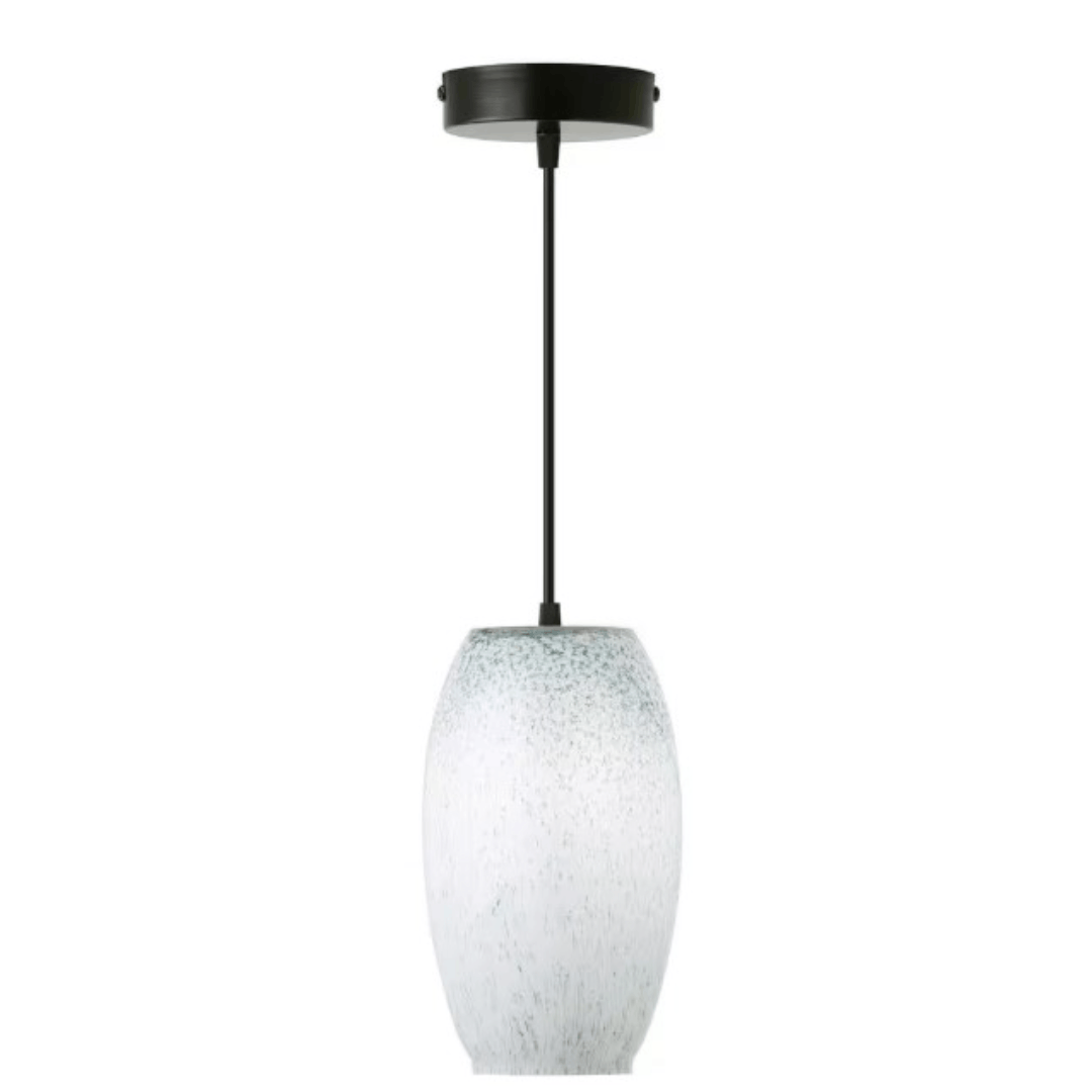 River of Goods 21230 Margot 25-Watt 1-Light Black Dome Pendant Light with White, Blue, and Green Blown Glass Shade
