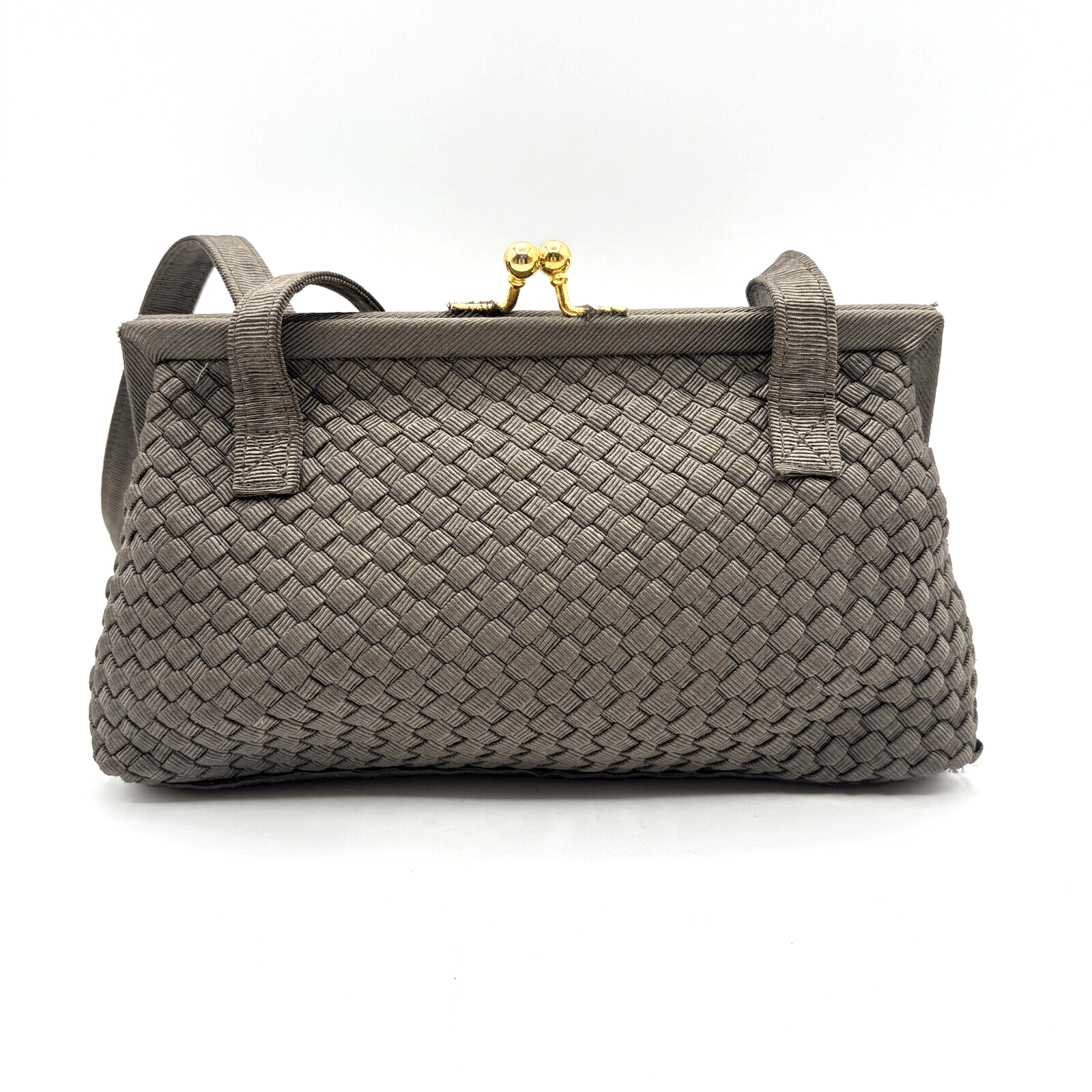 ADRIENNE VITTADINI Woven Ribbon PURSE Lined Clasp Closure Double Handles