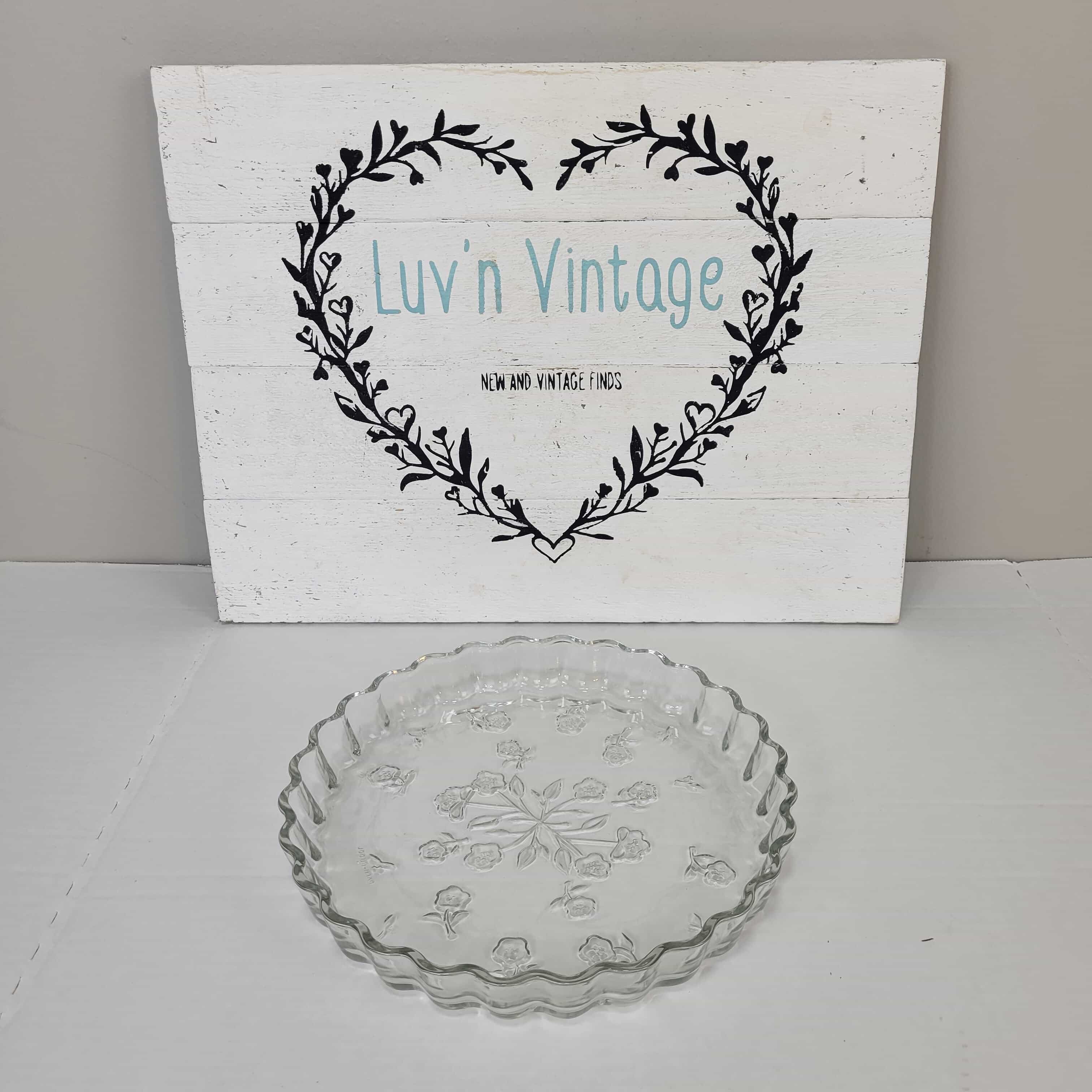 Anchor Hocking Savannah 10″ Glass Pie Plate Quiche Serving Dish Vintage Retired