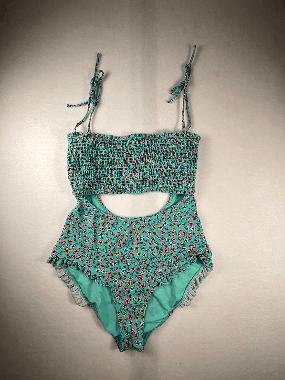 Arizona Jean Co Green Floral Swimsuit One-Piece High Cut XXL