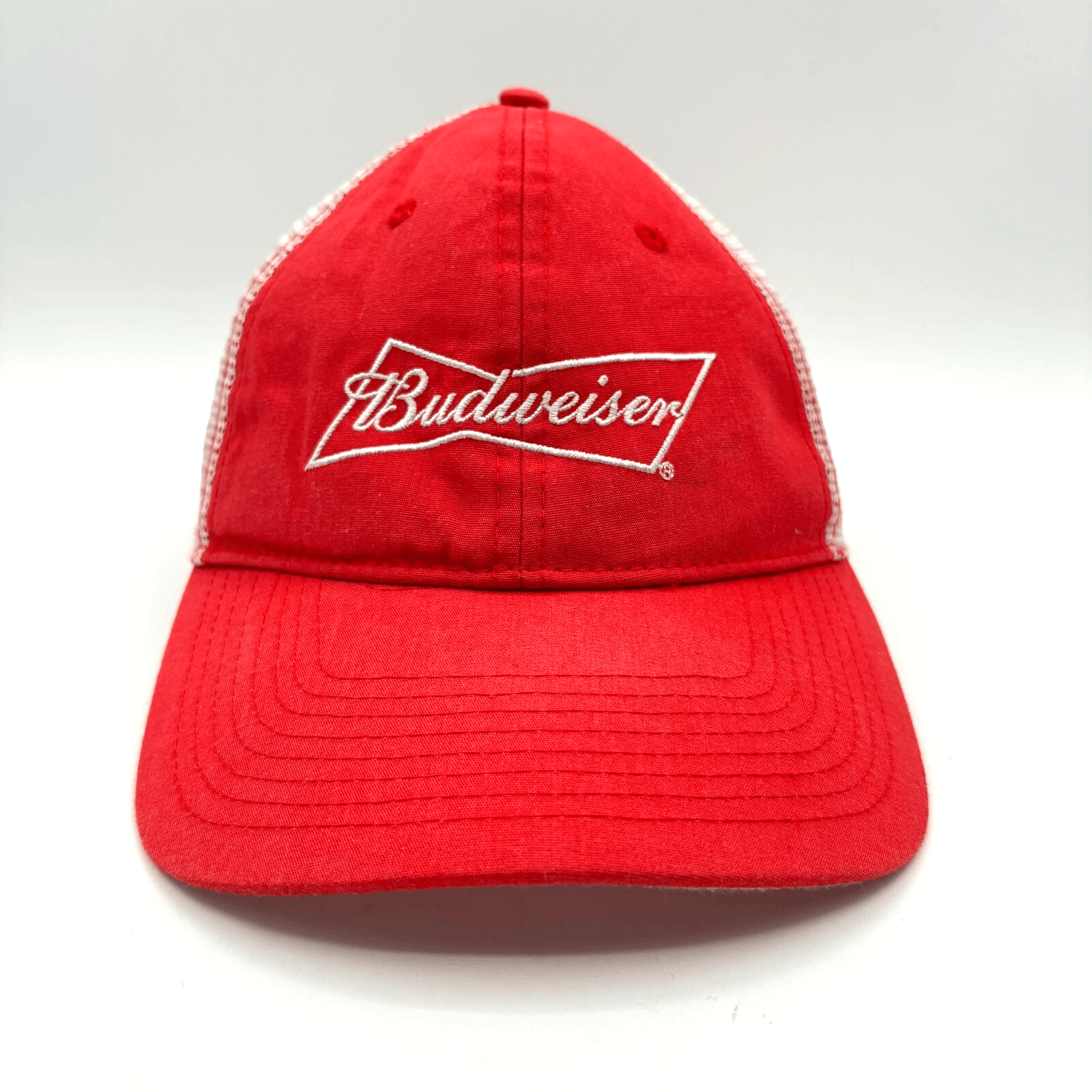 Budweiser Logo Red & White Mesh Trucker Snapback Cap