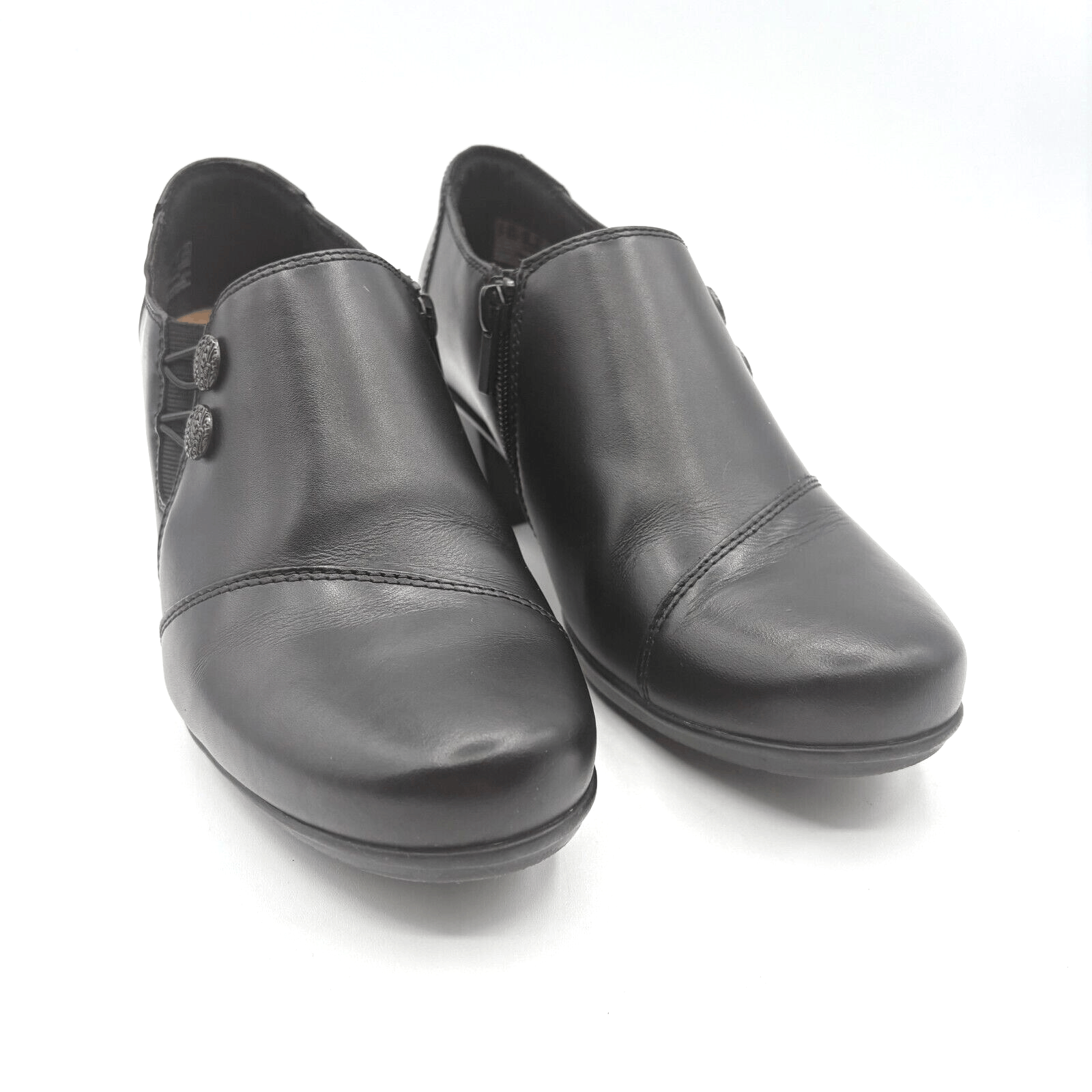 Clarks Women's Emslie Warren Slip-On Black Leather Loafer 7.5W
