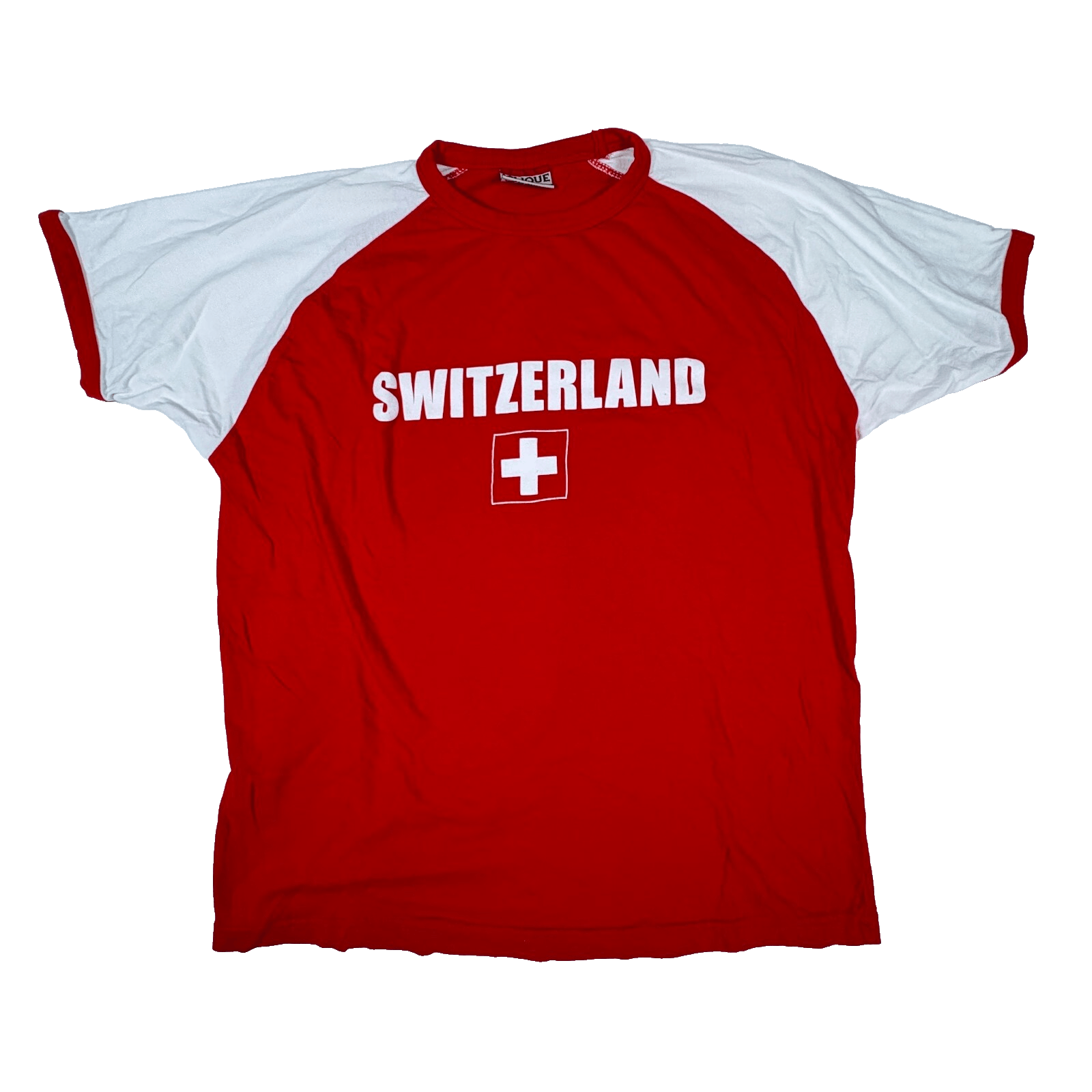 CLIQUE Switzerland T-Shirt Red White Short Sleeves Large