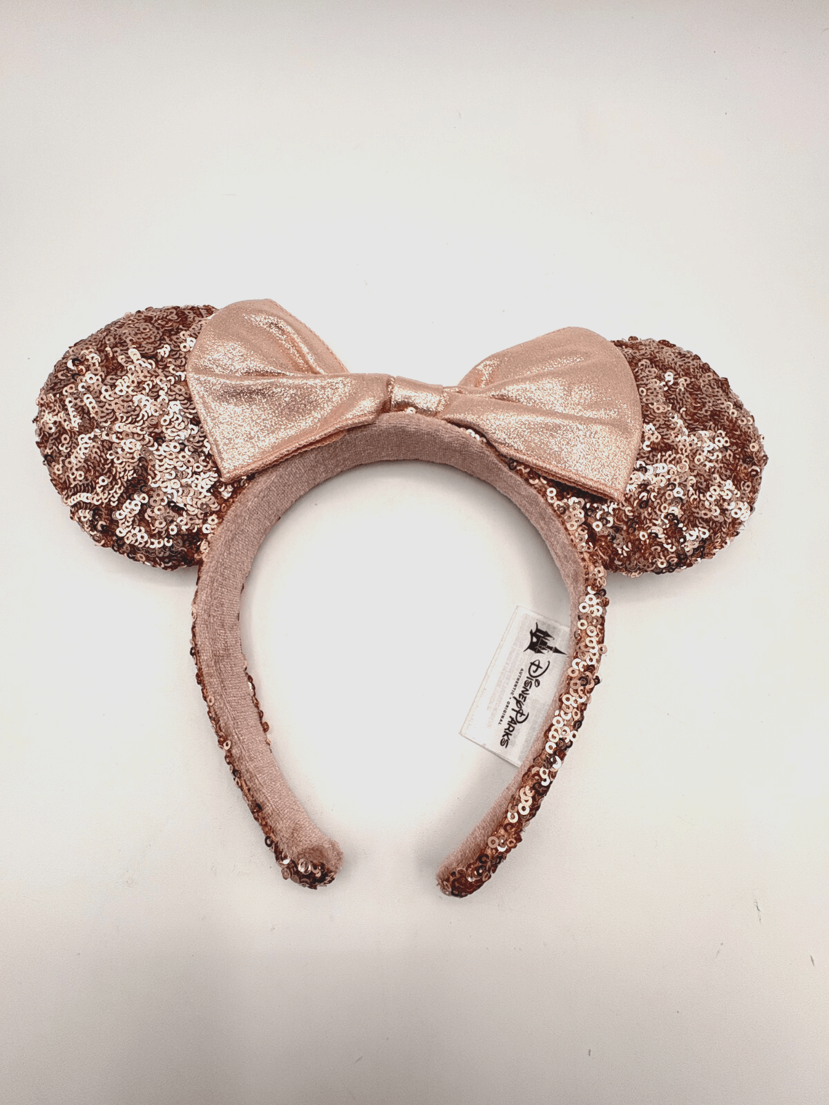 Disney Parks Rose Gold Sequin Pink Bow Minnie Mouse Ears Headband