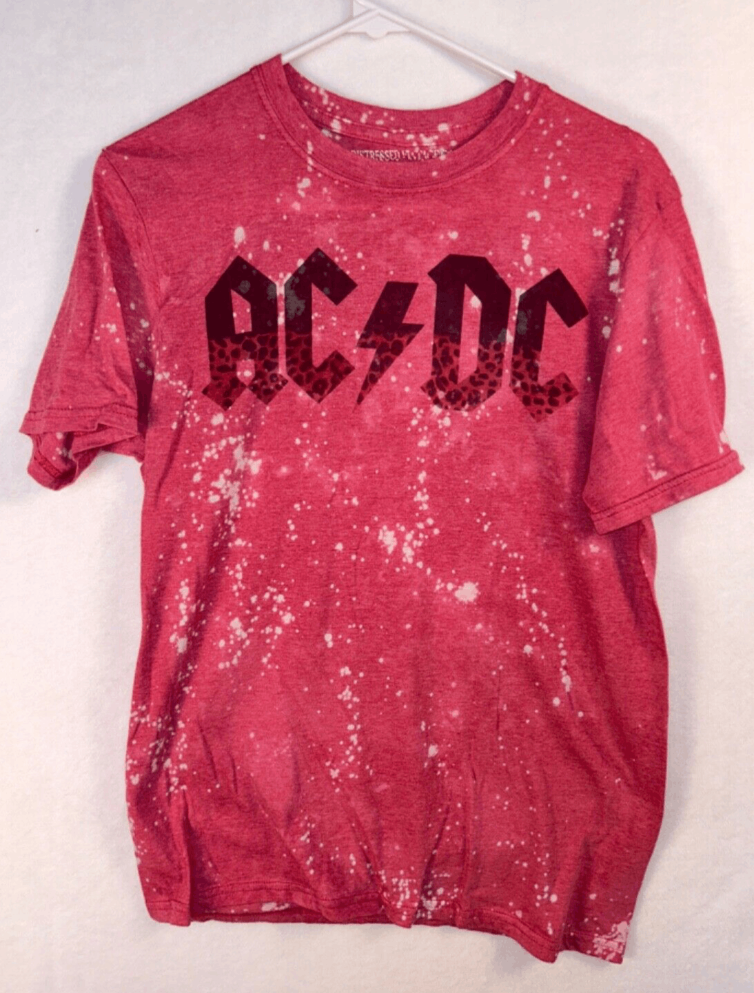 EUC AC/DC Splatter Design T Shirt Medium Retro Red Music Band