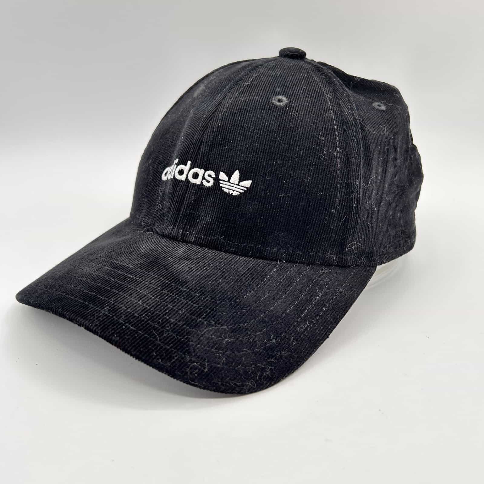 EUC Adidas Black Embroidered Corduroy Snapback Cap