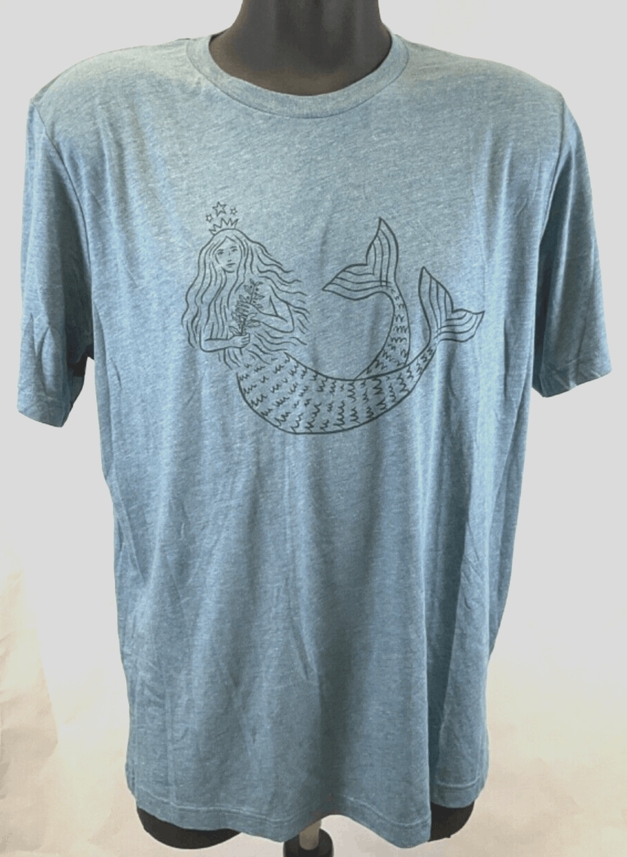 EUC Bella + Canvas Unisex Triblend TShirt Mermaid Short Sleeves Slate Blue