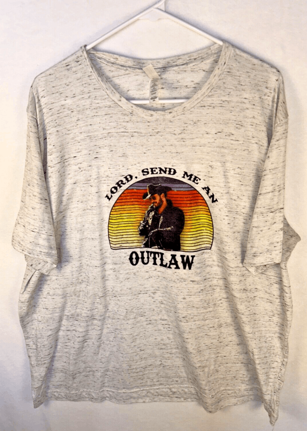 EUC Bella+Canvas Lt Gray Heather TShirt "Send Me An Outlaw" TShirt 2XL