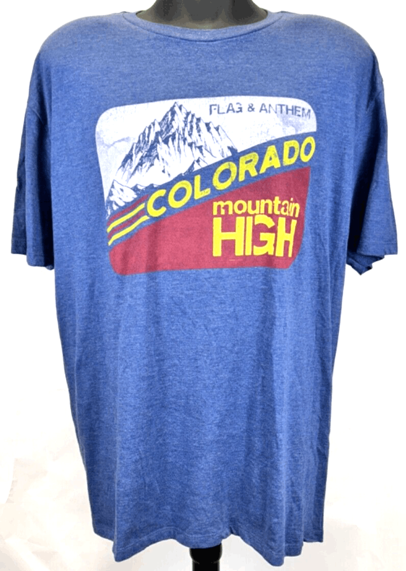 EUC Flag & Anthem Colorado Mountain High TShirt Mens XXLarge Cadet Blue Tee