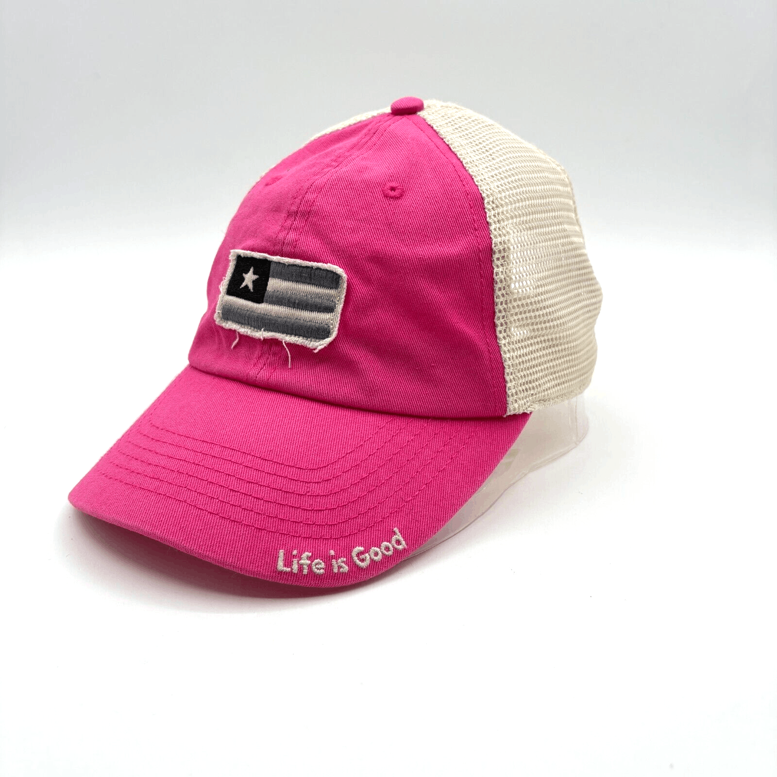 EUC Life is Good Pink Mesh Trucker Snapback Cap