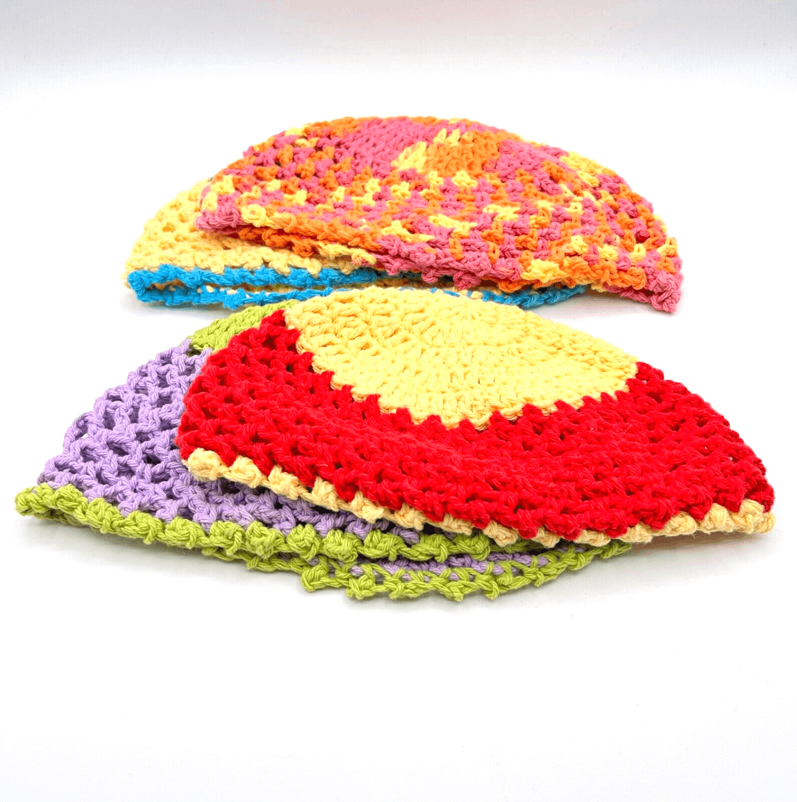 EUC Lot of 4 Hand-Knit Beanie Hats