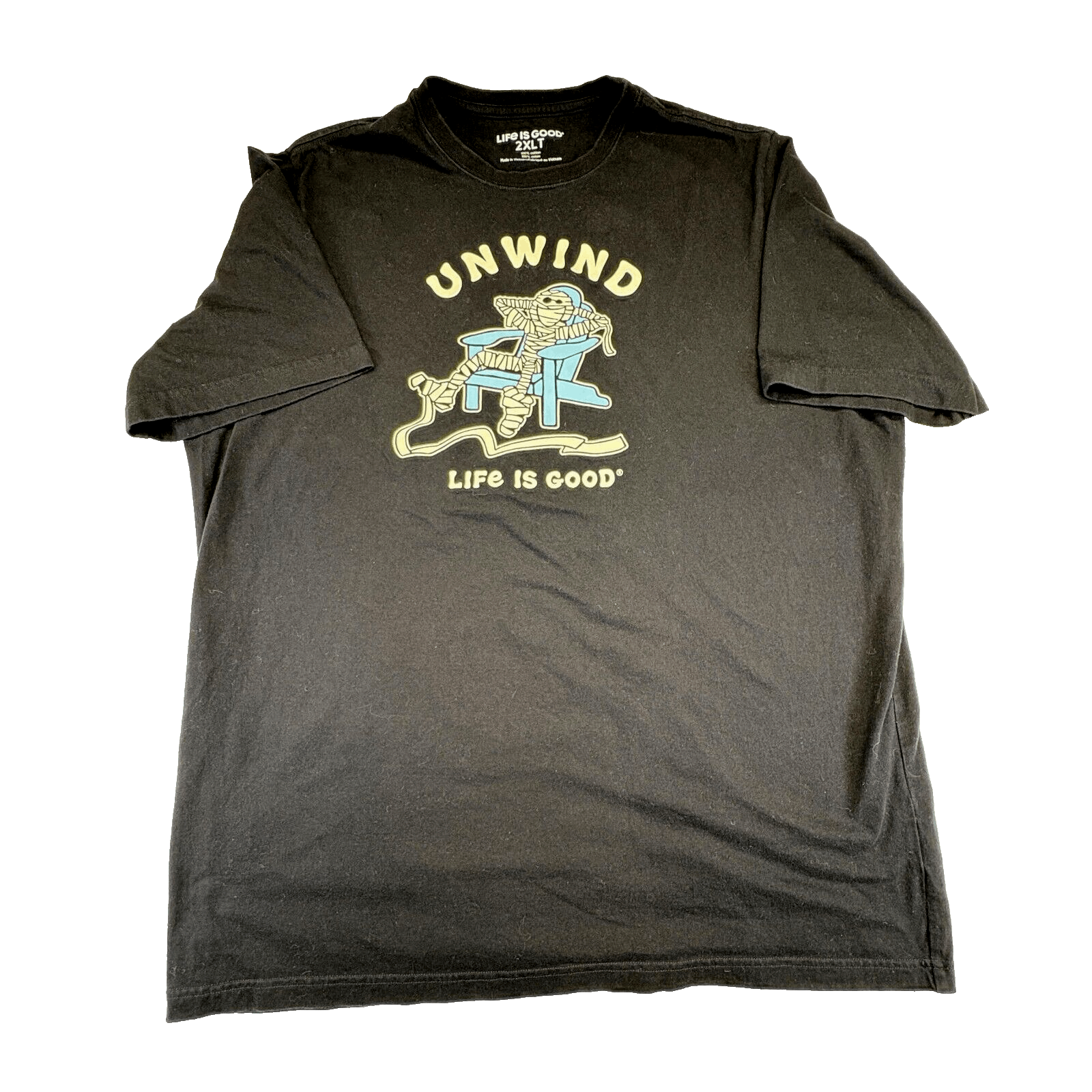 EUC Men's Life is Good 'Unwind' Mummy Black T-Shirt 2XLT